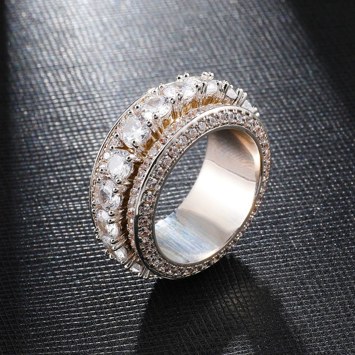 Gold-plated micro-set zircon ring
