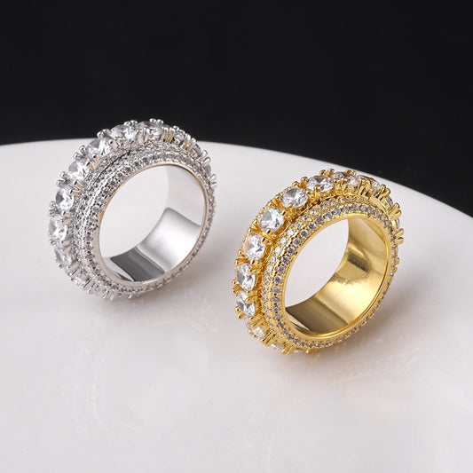 Gold-plated micro-set zircon ring