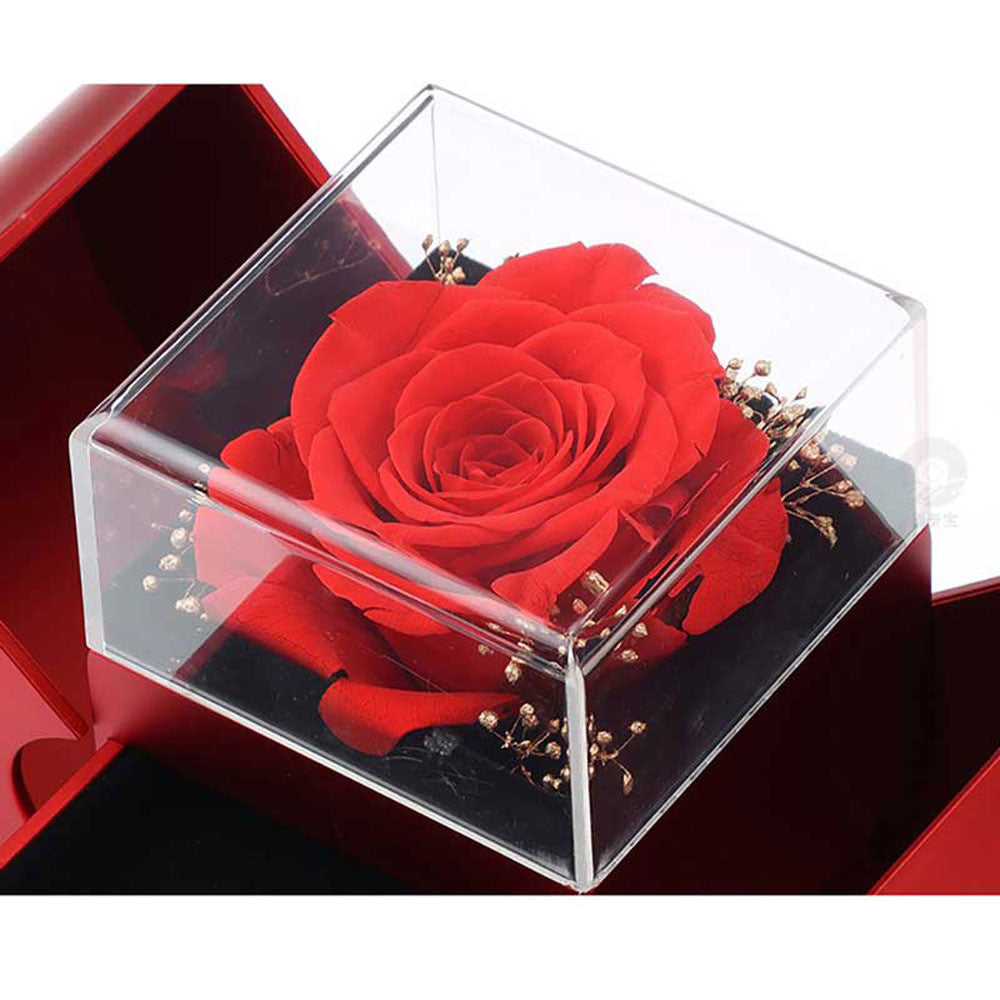 Fashion Jewelry Clover Necklace For Women Rose Flower Jewelry Box