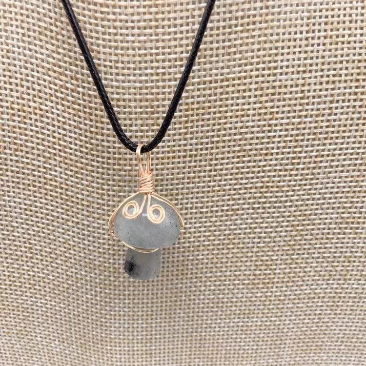 New Winding Small Mushroom Natural Stone Necklace