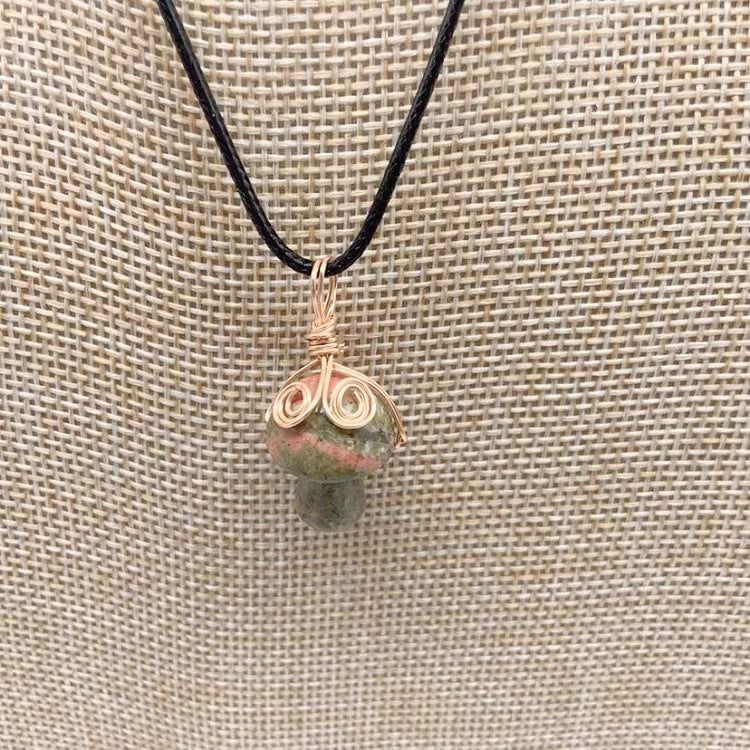 New Winding Small Mushroom Natural Stone Necklace